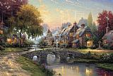 Thomas Kinkade Cobblestone Bridge painting